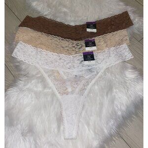 3 Pairs INC International Concepts Lace Thong Panties Sheer Womens XXL XXLarge